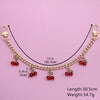 Gold chain necklace with red cherry charms and a clasp, measuring 30.5 cm long.
