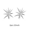 A pair of metallic silver star-shaped balloons, part of a 22 inch disco ball set.