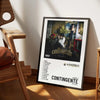 A framed canvas wall art print of the Contingente album cover featuring a person in dark clothing and greenery.