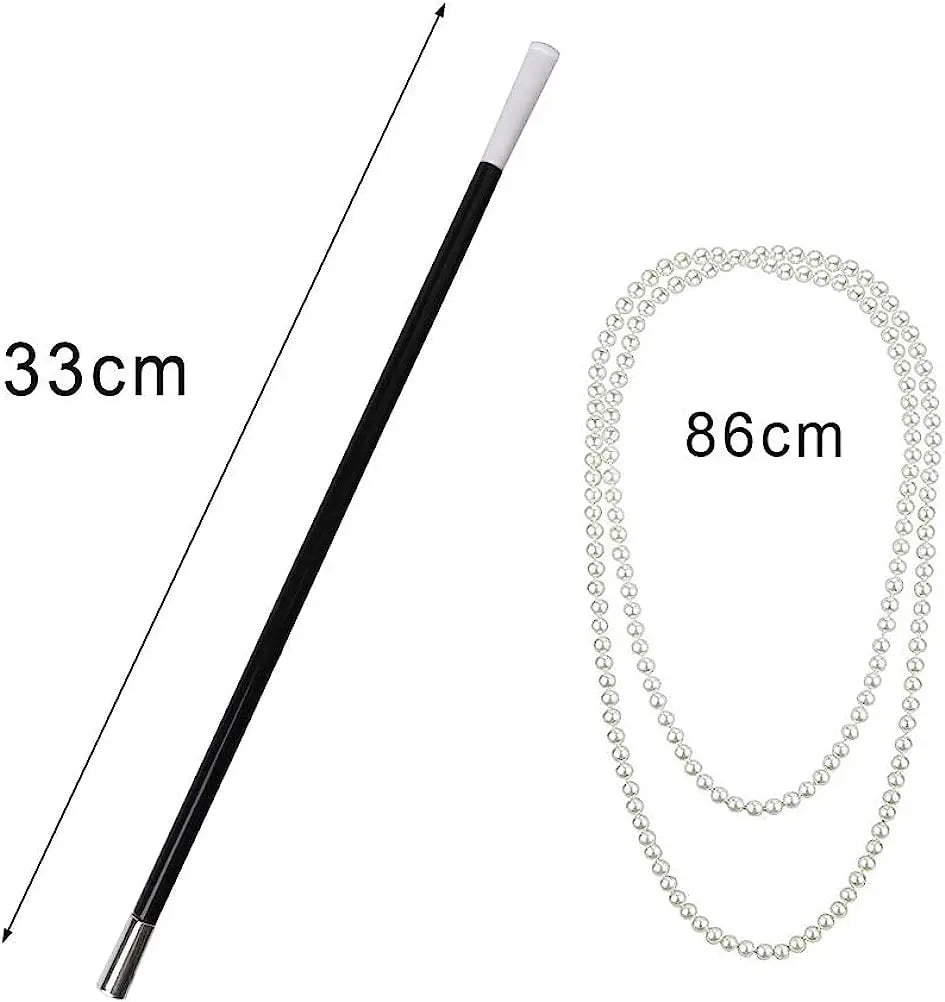 1920s Gatsby Flapper Accessory Set with Headband, Gloves, Pearl Necklace & Cigarette Holder