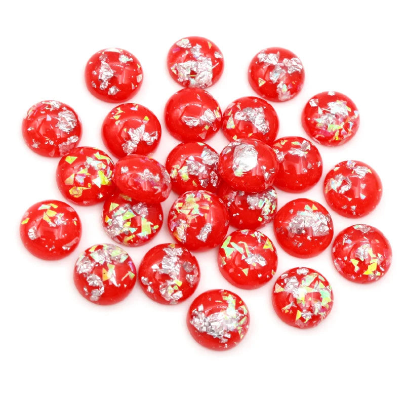Mixed Color Resin Cabochons with Metal Foil Backing for Jewelry Making