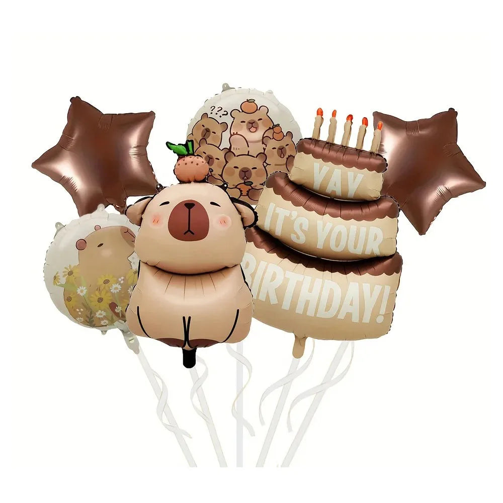Capybara Cartoon Foil Balloon Party Decoration Set