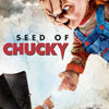 A close-up horror portrait of Chucky with stitched features and blue eyes, featured on a seed of Chucky diamond painting kit 