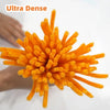 A bright orange pack of chenille stem pipe cleaners used for DIY crafts.