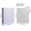 A purple photo card binder with a pocket for 225 cards and 25 pages.