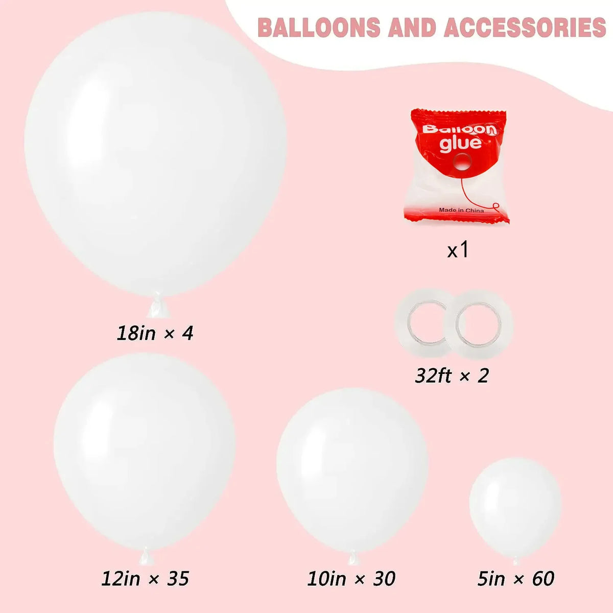Matte White Balloon Variety Pack for Parties and Events