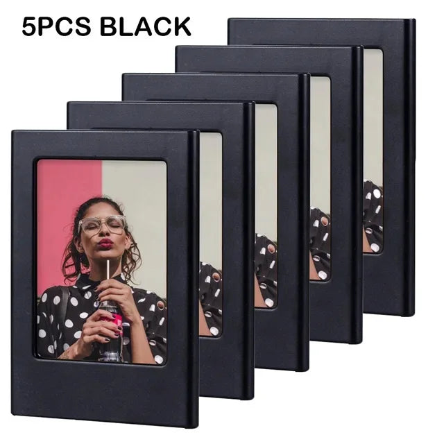 Five black magnetic photo frames for Instax mini film