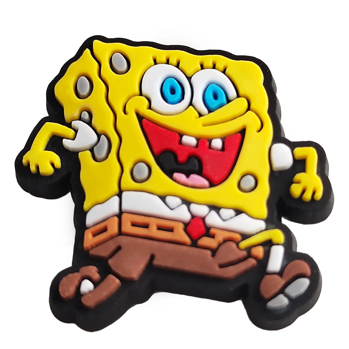 A yellow SpongeBob SquarePants character charm with large eyes and a wide smile.