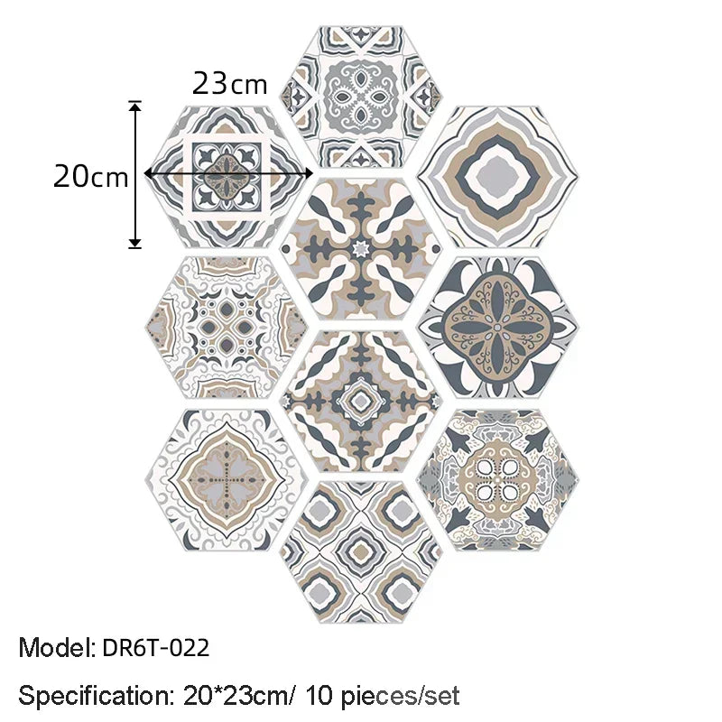 Hexagon Peel-and-Stick Wall & Floor Tiles