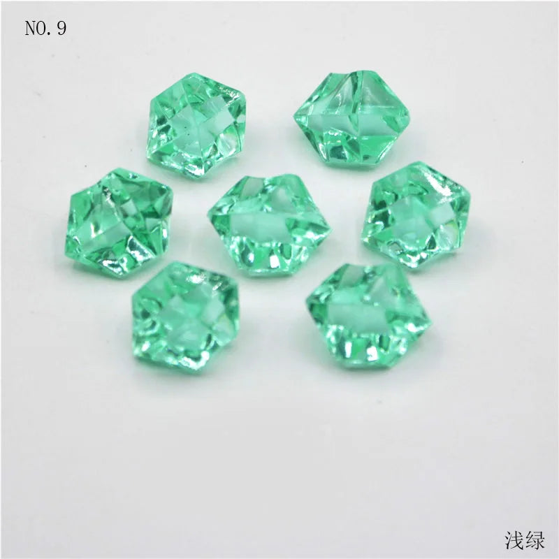 Nine faceted green crystal ice cube acrylic stones for decorative use