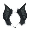Black bat simulation wings attached to a headband for cosplay and performance