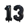 Black foil number balloon shaped like the number 13 for birthday party decor