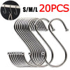 A set of ten S-shape stainless steel hanging hooks arranged in a bundle.