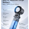 A portable electronic device featuring a large battery and cooling technology with various run times listed.