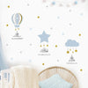 Islamic Blue & Gold Hot Air Balloon Wall Stickers for Kids' Rooms
