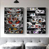 A canvas print featuring a vertical panel of Demon Slayer Hashira anime artwork in black and gray tones.