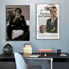 A framed movie poster featuring Patrick Bateman from American Psycho as waterproof vinyl wall art.