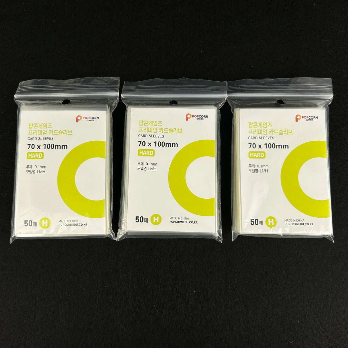 Three packs of POPCORN card sleeves with 70 x 100mm size and 50 pieces each