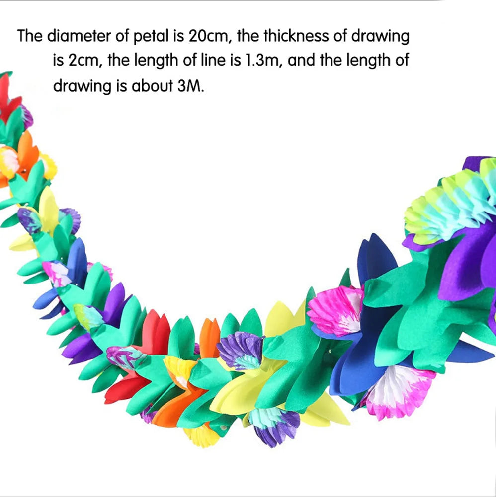 A colorful floral arrangement of green, purple, and pink fabric petals.