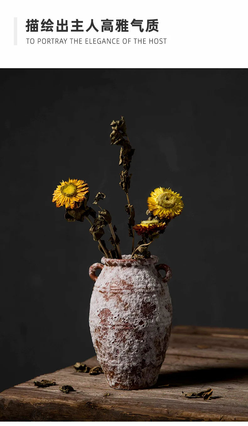 Mottled Ceramic Flower Vase – Antique Style Home Decor