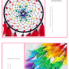 Handmade colorful feather dream catcher with pom-poms and tassels