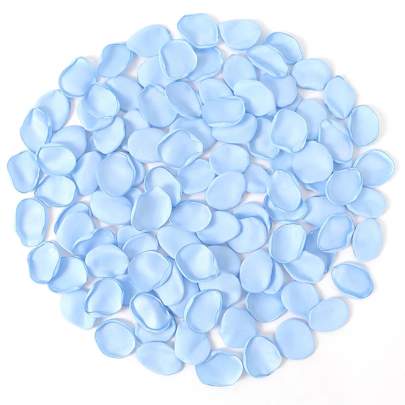 Arreglo circular de pétalos de flores de seda artificial azul claro para decoración del hogar y bodas.