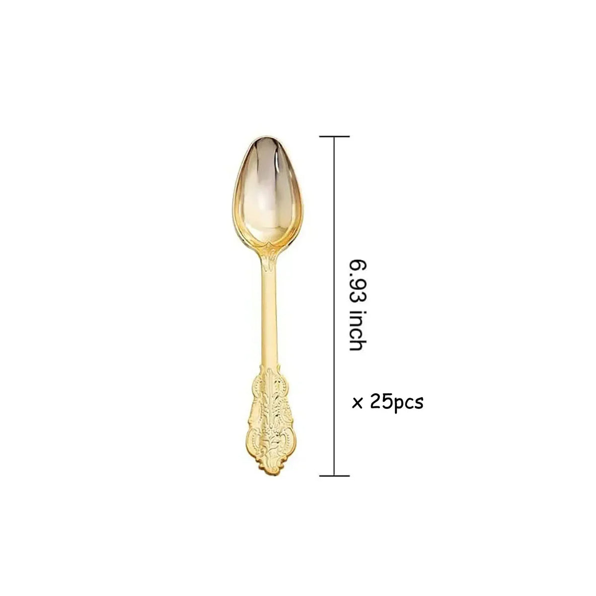 A set of 25 disposable dinnerware and cutlery pieces in white and gold.