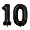 A set of two giant black foil balloons shaped like the number 10