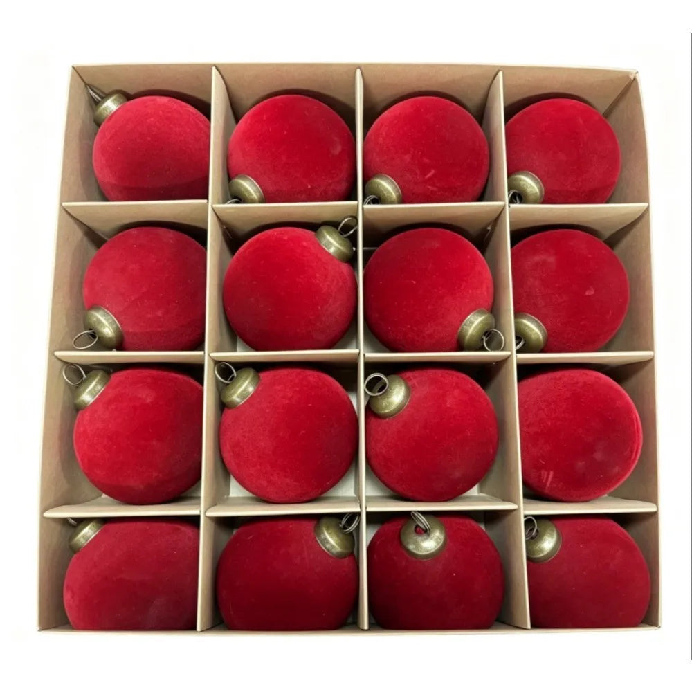 Burgundy Christmas Ornament Set with Silk Bows