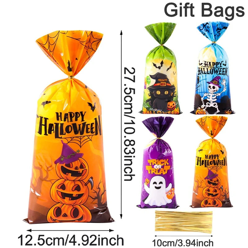 Halloween Pumpkin Candy Bags for Trick-or-Treat Party Favors