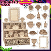 Wooden memory box for Día de los Muertos featuring a photo display and intricate cutout designs.