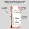 A set of personalized engraved bamboo pens with thank you cards featuring a message and names