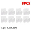 Eight pieces of white adjustable self-adhesive curtain rod brackets for walls.