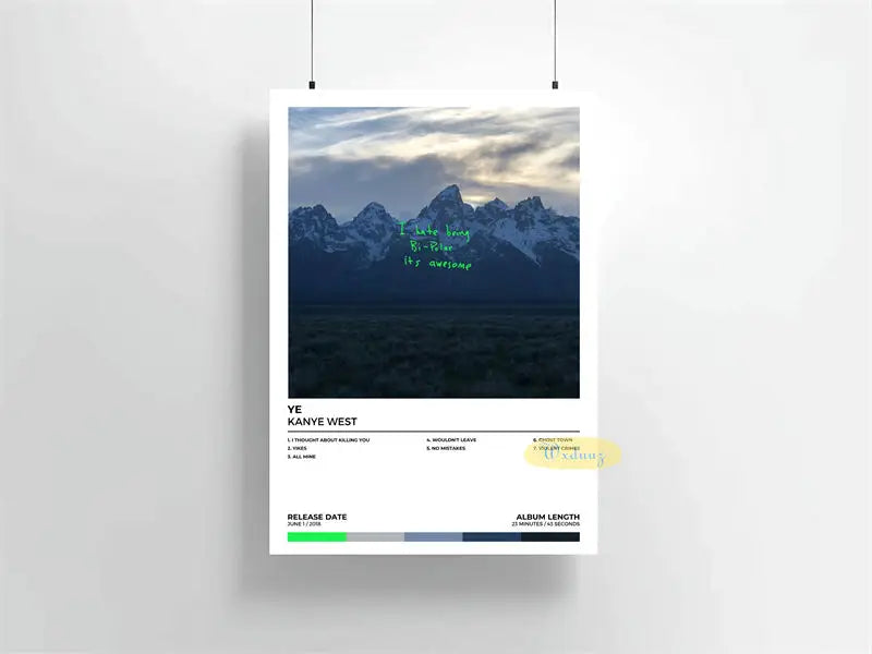 Arte para pared de lienzo con paisaje montañoso brumoso y superposición de texto