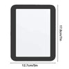 A rectangular magnetic locker mirror with a black frame and white reflective surface, measuring 17.8cm by 12.7cm.