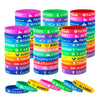 A set of twenty colorful silicone bracelets featuring inspirational Bible verses like Faith Shine and Be There