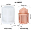 A silicone mold and a finished candle are shown side by side for the Ramadan Mosque theme.
