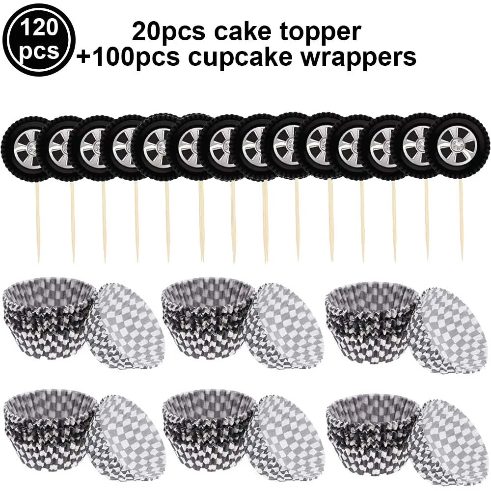 Checkered Racing Flag Toothpicks for Cupcakes & Party Decor