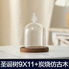 Glass aromatherapy candle holder with a clear dome and a wooden base