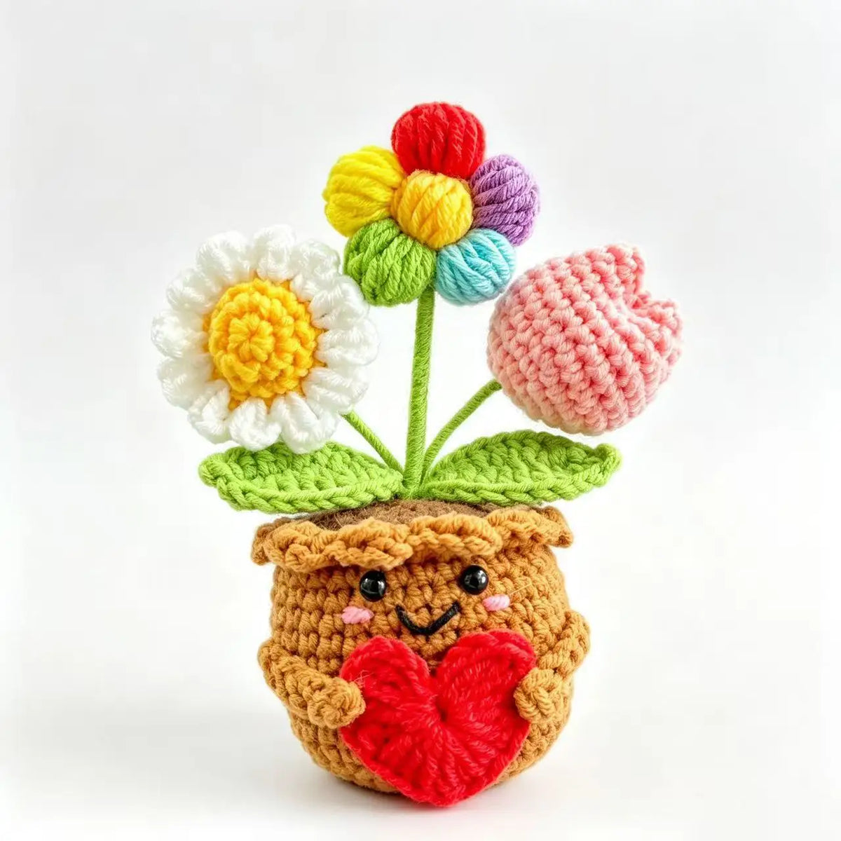 Handmade Crochet Tulip & Sunflower Potted Plant Set