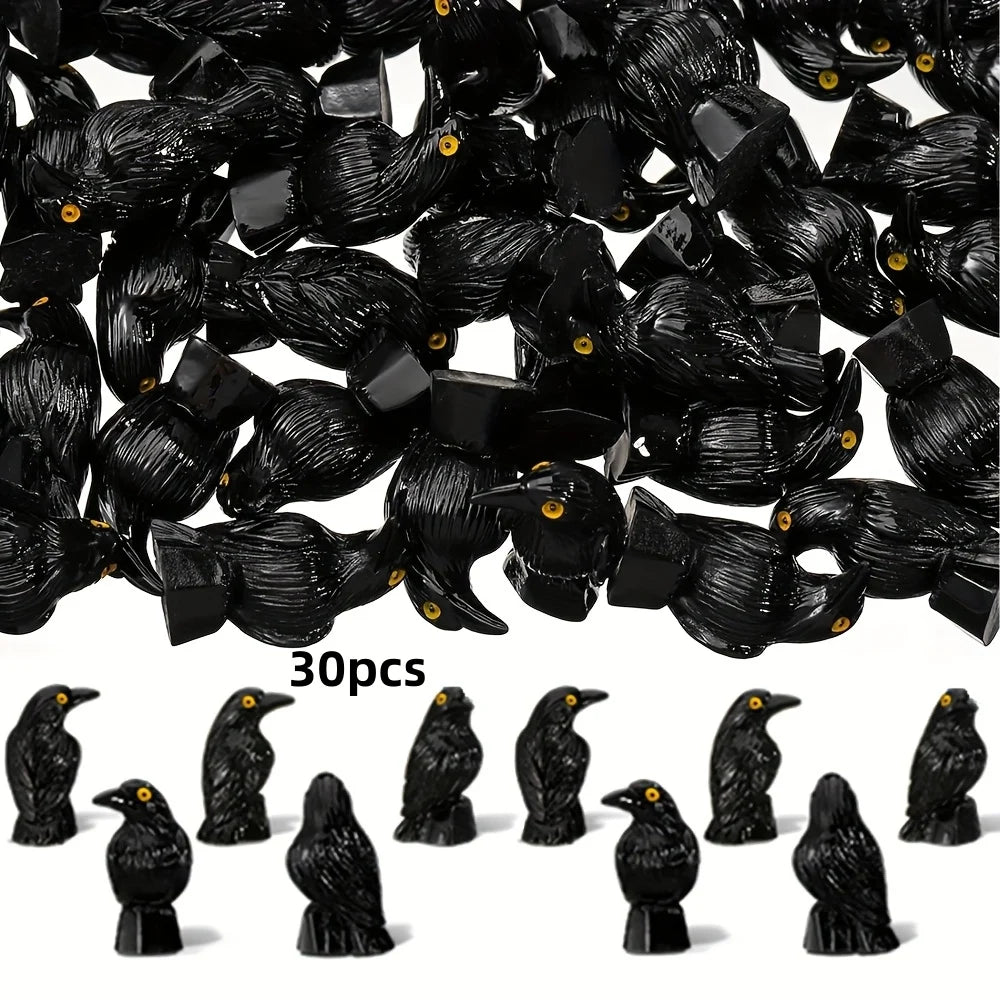 Miniature Crow Figurines for Gothic Fairy Garden Decor