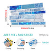 DIY marble wall sticker tiles showing the process of cutting, stripping, and pasting for a finish