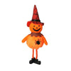A fall harvest scarecrow witch ornament set featuring an orange felt figure with a pointed hat and black accents.