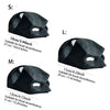 Black Bat Cat Halloween mask shown in small, medium, and large sizes with corresponding head circumference measurements.