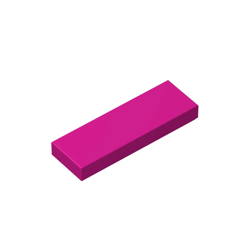 A smooth building brick in magenta color shown from a top-down angle.