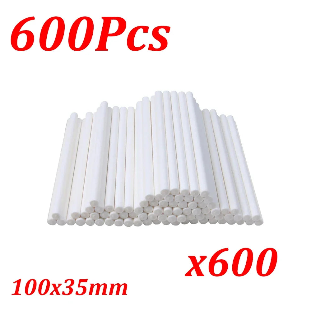 600 white paper lollipop sticks, 100x35mm, for cake pops and candy making.