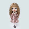 A vintage lace pajama set for a 1/6 doll featuring a floral print and a ruffled collar.