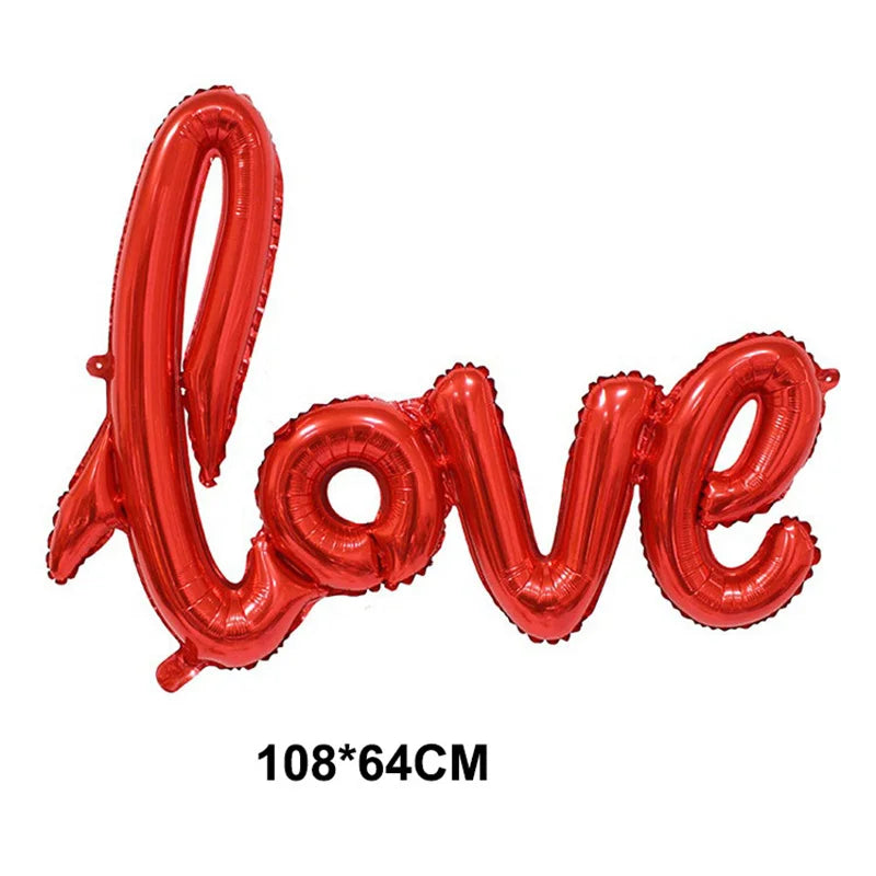 Red heart letter balloons with a foil finish spelling out I Love