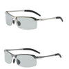 Men's photochromic polarized driving sunglasses with an alloy frame shown against a white background.