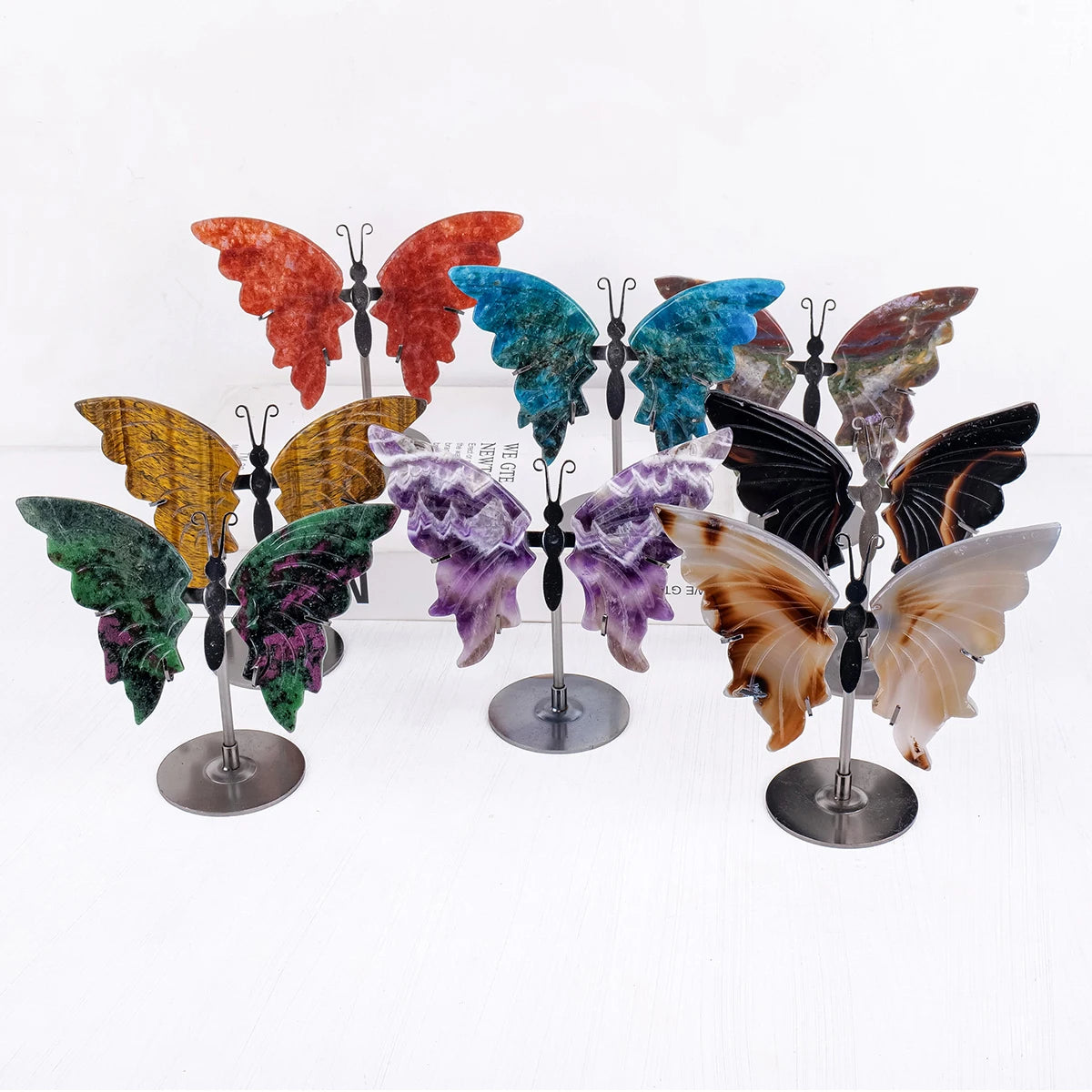 Hand-Carved Natural Amethyst Crystal Butterfly Desk Ornament